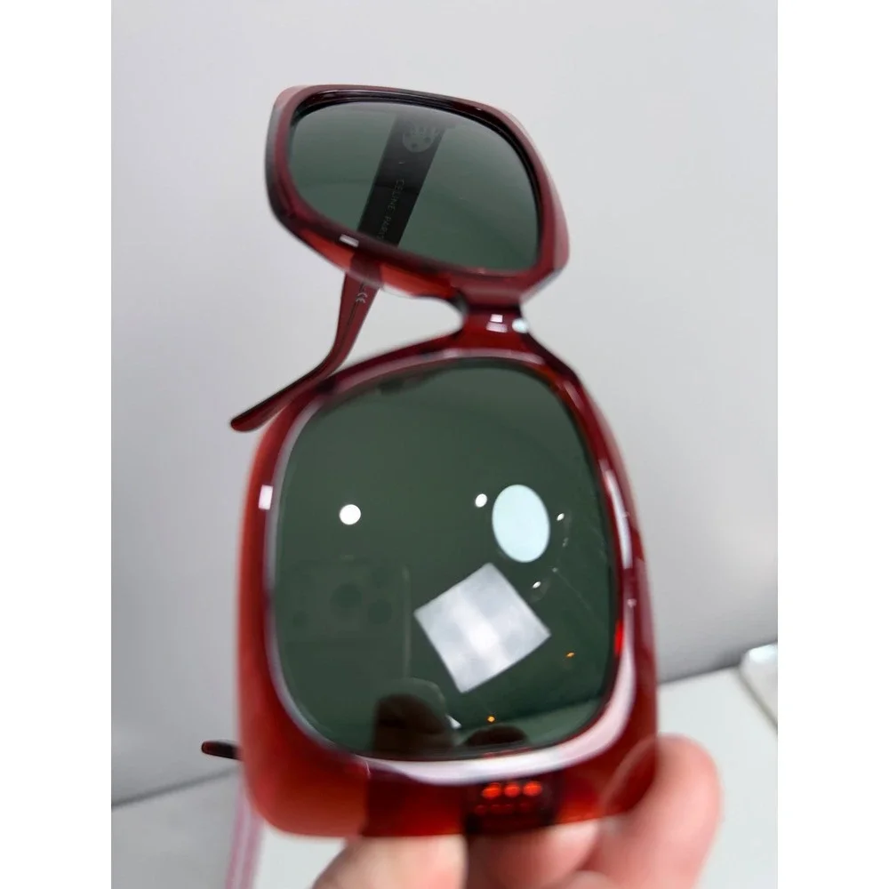 Celine NEW Sunglasses Womens Red Square Oversized CL40096I 66N Transparent Red
